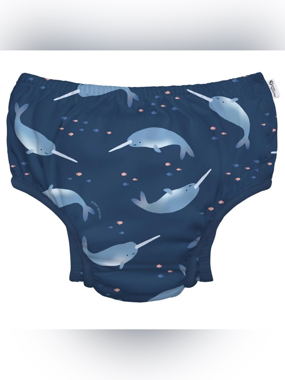 Green sprouts baby reusable swim diaper 18 months 22-25lbs blue narwhal whale